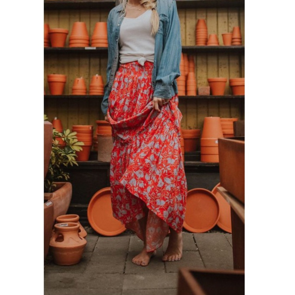 Free People Tiered Smocked Maxi Skirt - Picture 5 of 8